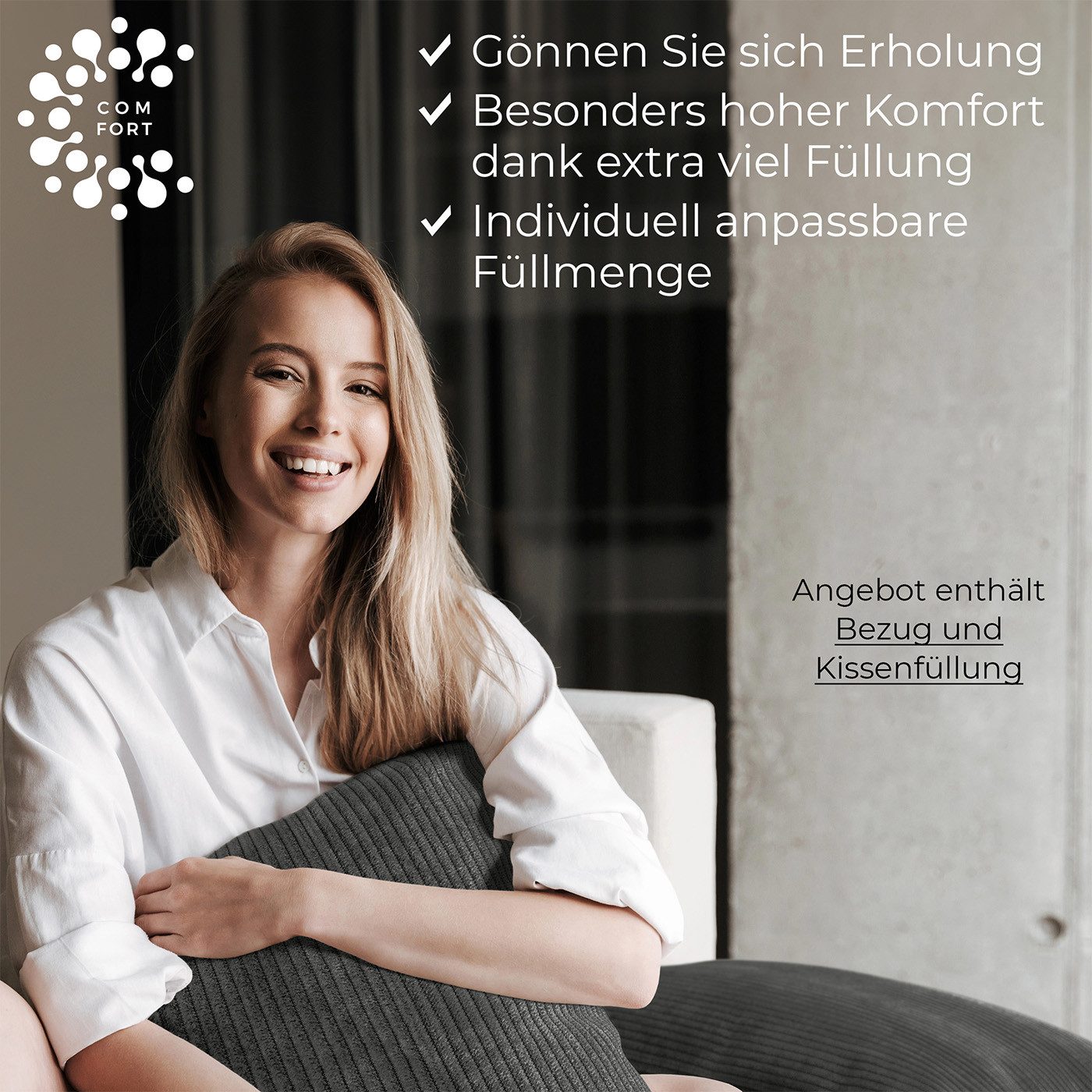 Well B4 Sofakissen mit Füllung und Bezug 2er Set Cord Couchkissen groß 40x60 cm, (2er Set, 2 Stück), regulierbarer Dicke, Zierkissen Kord Bezug, Dekokissen für Sofa Couch