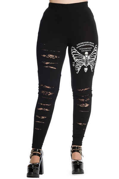 Banned Leggings Skeleton Butterfly Gothic Distressed Spitze