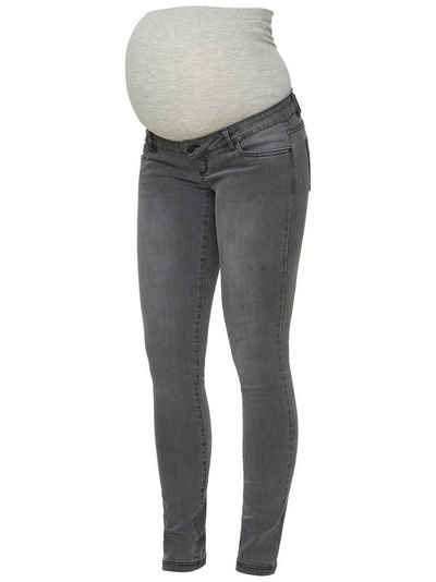 Mamalicious Umstandsjeans Umstandsjeans Bauch Denim Hose (1-tlg) 3106 in Grau