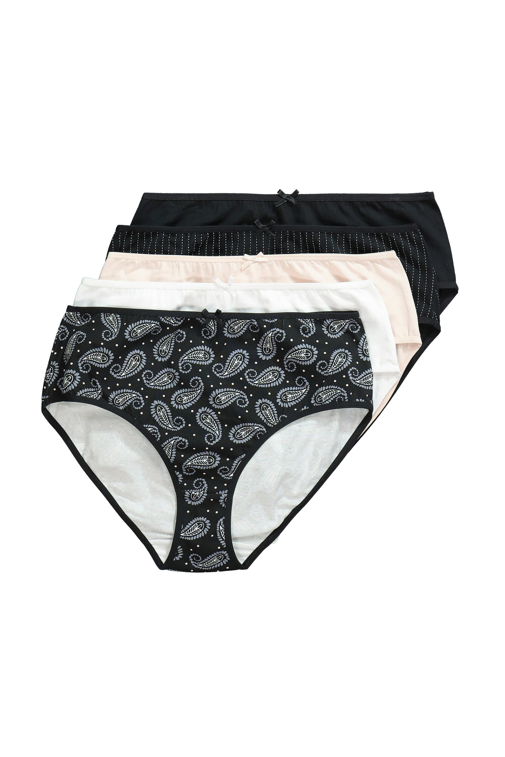 Ulla Popken Midislip Midislips 5er-Pack Paisley Nadelstreifen/einfarbig