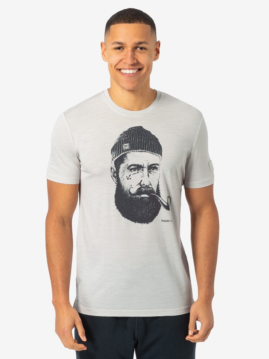 SUPER.NATURAL Print-Shirt für Herren, nachhaltig, Merino SN SAILOR BIO J TEE Segel Motiv, atmungsaktiv