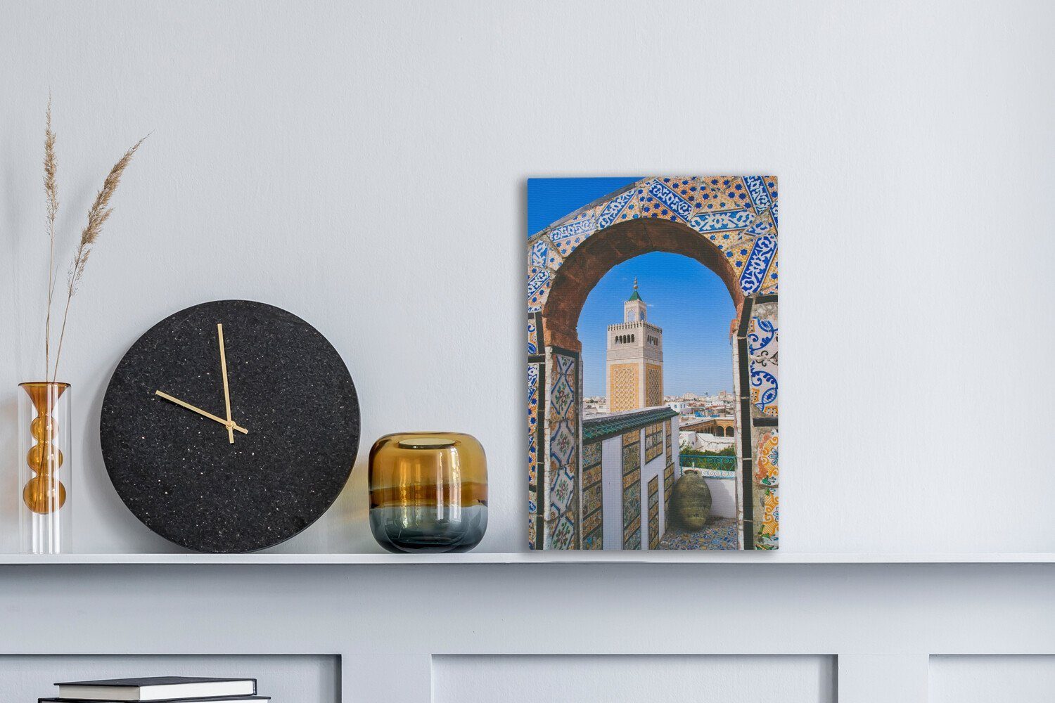 cm Ein Zackenaufhänger, Gemälde, bespannt Tor Tunis, verziertes Mosaiken in (1 Leinwandbild St), inkl. Leinwandbild mit OneMillionCanvasses® 20x30 fertig