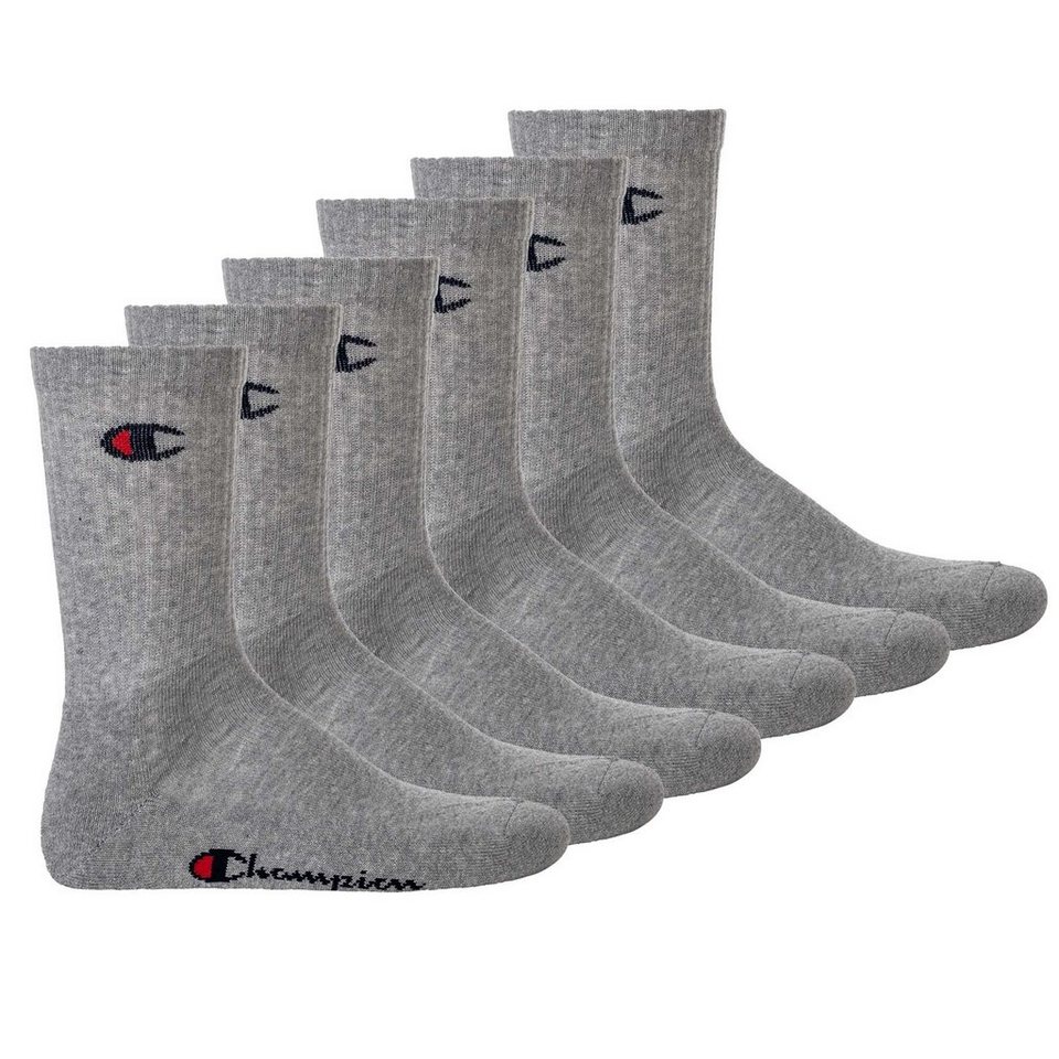 Champion Sportsocken Unisex Socken, 6 Paar - Crew Socken Basic, Gerippter  Bund mit Champion-Logo