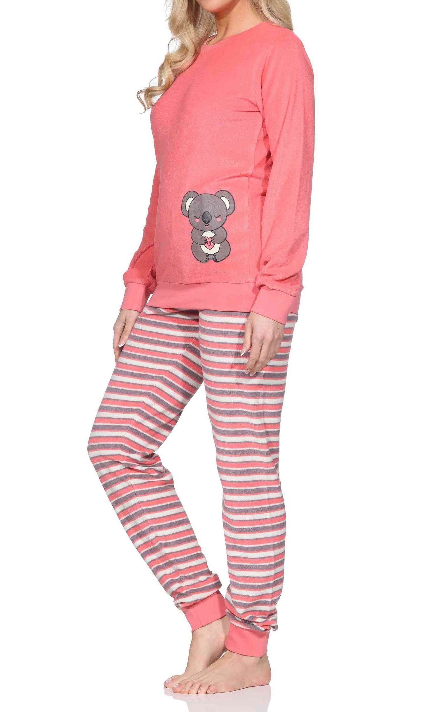 Normann Pyjama Normann Damen Frottee Pyjama lang mit Bündchen - auch in Übergröße