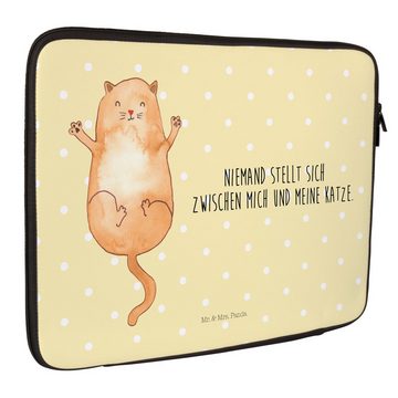 Mr. & Mrs. Panda Laptop-Hülle 20 x 28 cm Katze Umarmen - Gelb Pastell - Geschenk, Notebook Tasche, Für Reisen optimiert