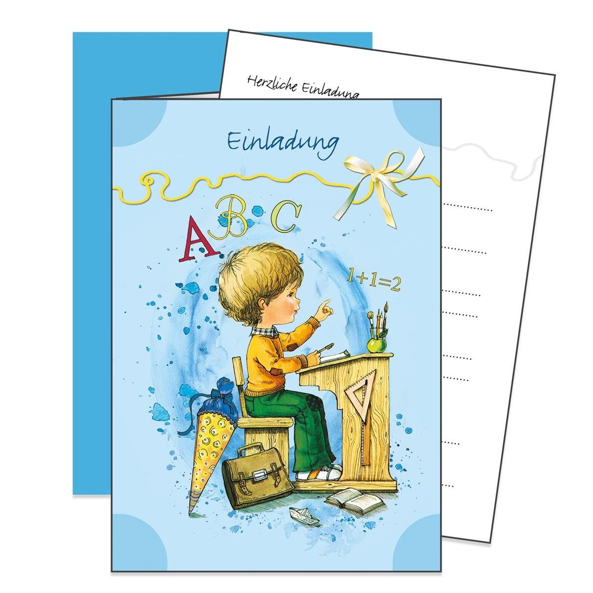 Roth Schultüte Roth Einladungskarte blau 11,3x16,2cm, 5er Blister