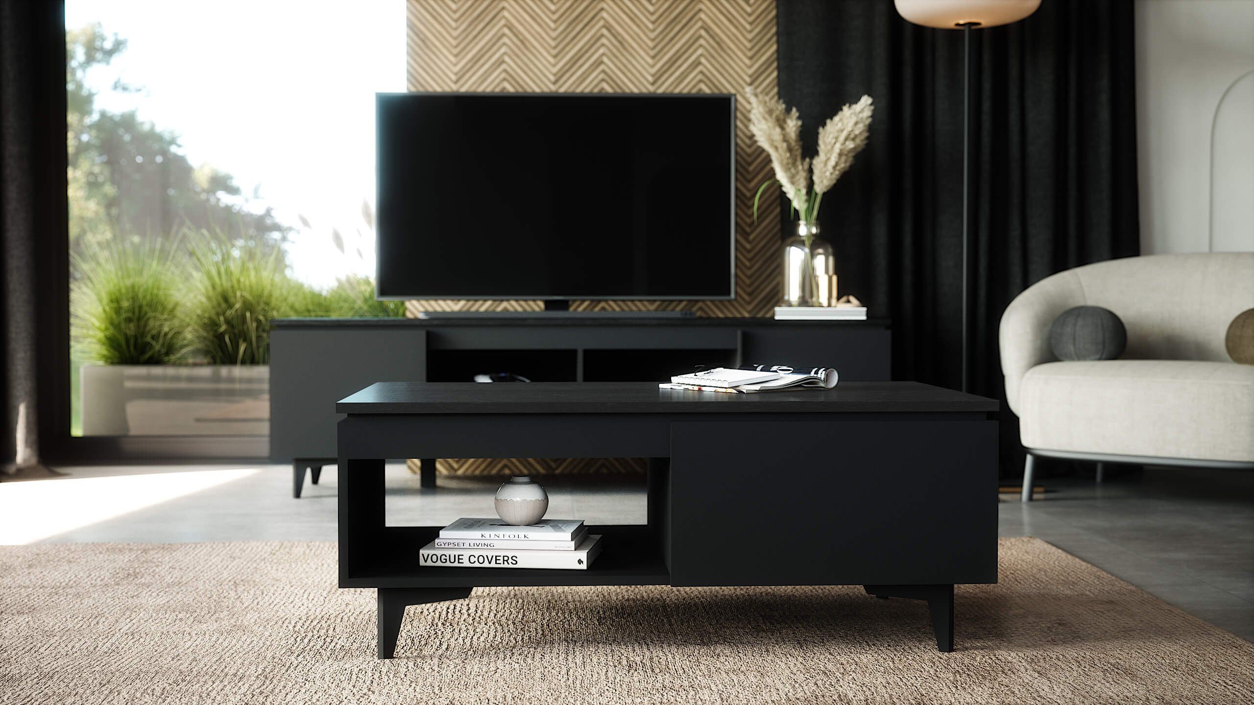Newroom Couchtisch Lumaro, Minimalistisch Schwarz Wohnzimmertisch günstig online kaufen