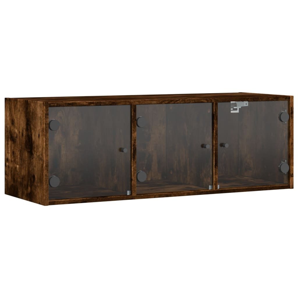 vidaXL Hängeschrank NA Hängeschrank Wandschrank mit Glastüren Räuchereiche 102x37x35 cm