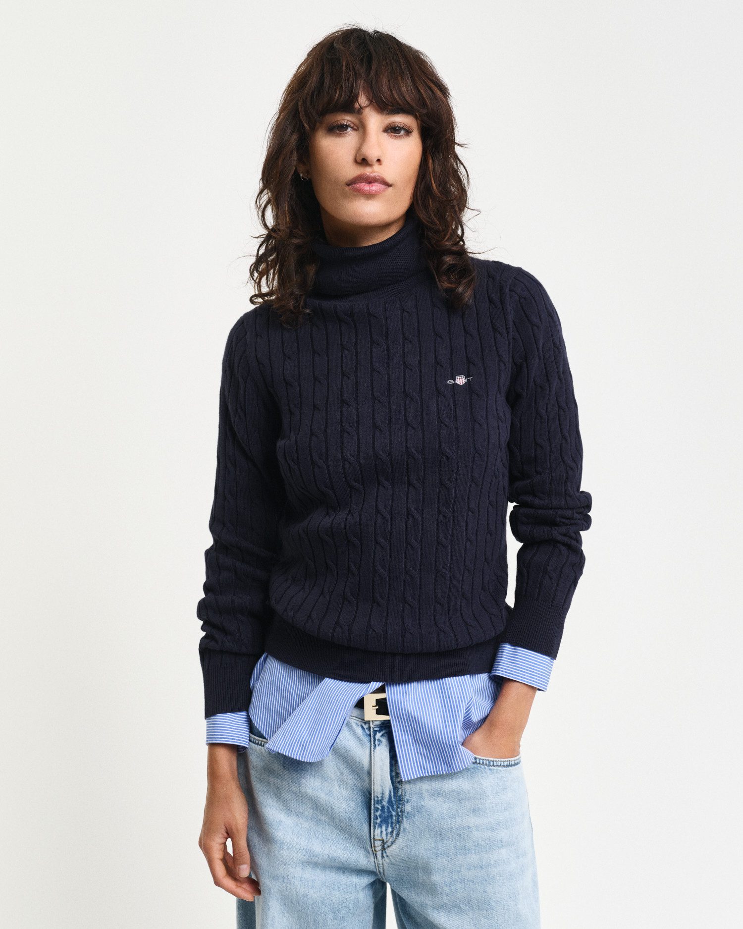 Rollkragenpullover STRETCH COTTON CABLE TURTLENECK
