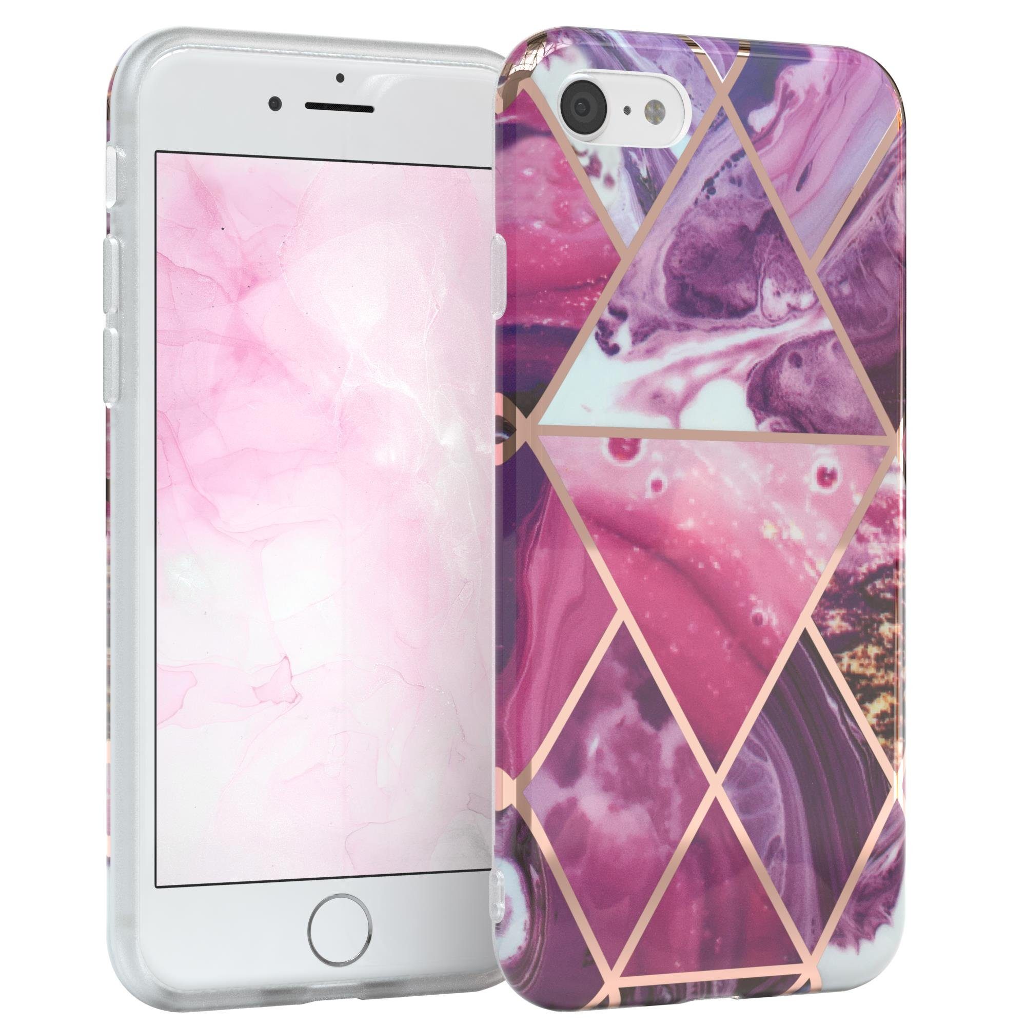 EAZY CASE Handyhülle IMD Motiv Cover für iPhone SE 2022/20 & iPhone 8/7 4,7 Zoll, Dünne Handy Schutzhülle mit Kameraschutz Slim Backcover Violett Beere