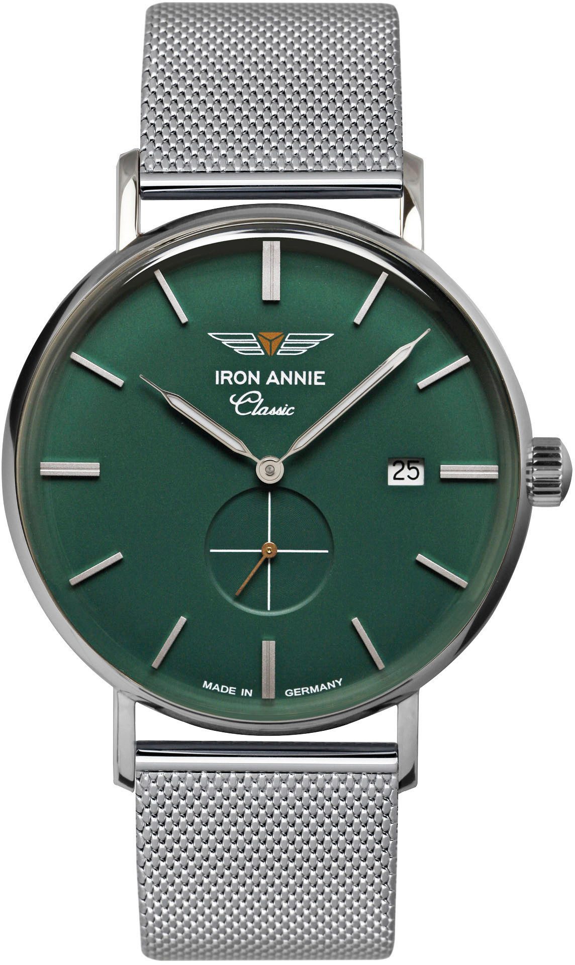 IRON ANNIE Quarzuhr Classic, 5932M-4, Armbanduhr, Damenuhr, Herrenuhr, analog, Datum, Made in Germany