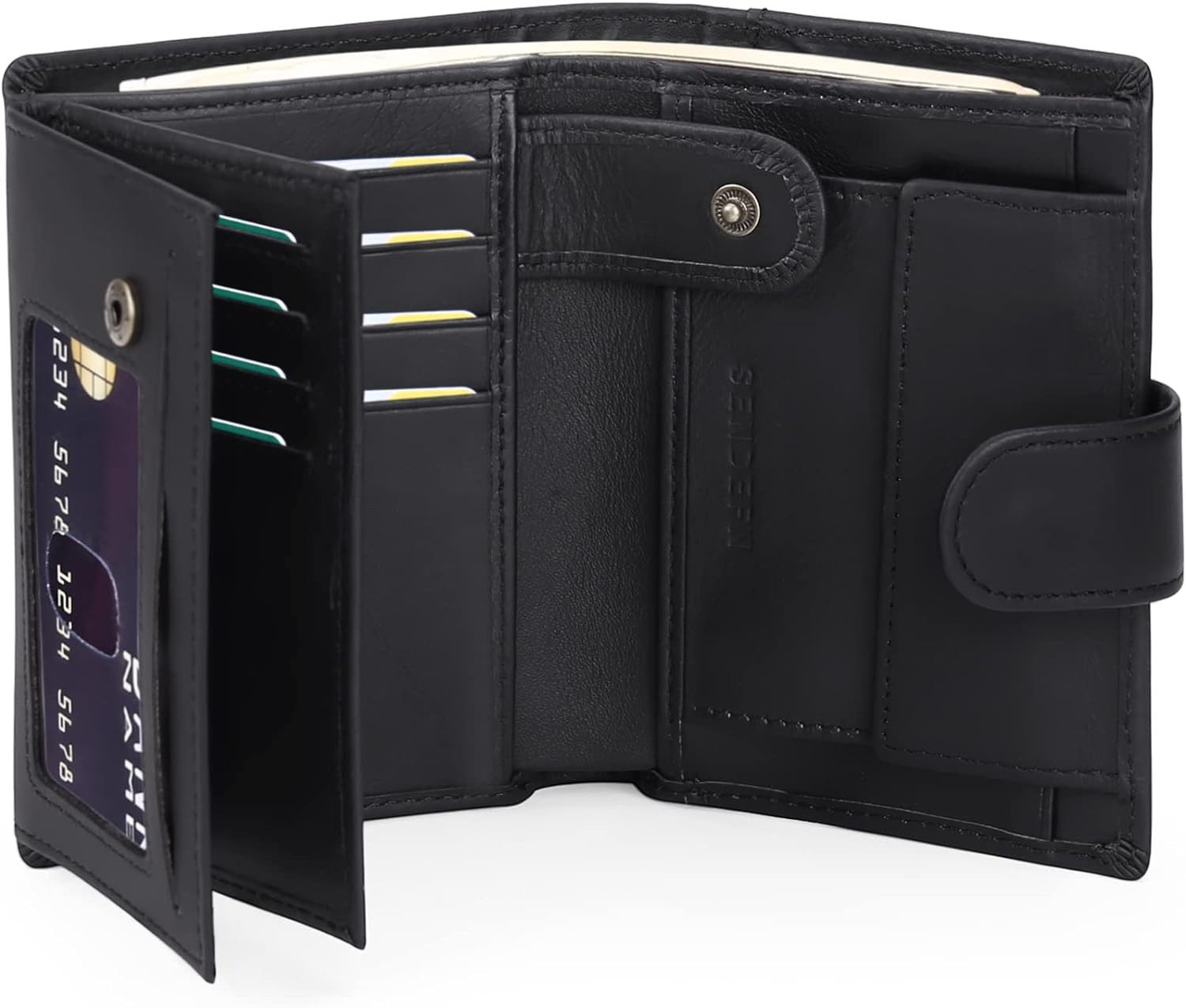 SENDEFN Geldbörse (Herren Groß Vintage Leder Geldbörse, Herren Portemonnaie mit RFID Schutz), Brieftasche Wallet Portmonee mit 16 Kartenfächer & Münzfach