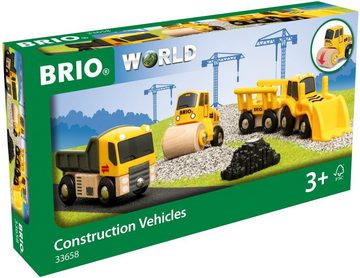 BRIO® Spielzeug-Eisenbahn »Baustellenfahrzeuge«, (Set, 3-tlg), Kipper, Walze und Bagger m. Anhänger; FSC® - schützt Wald - weltweit