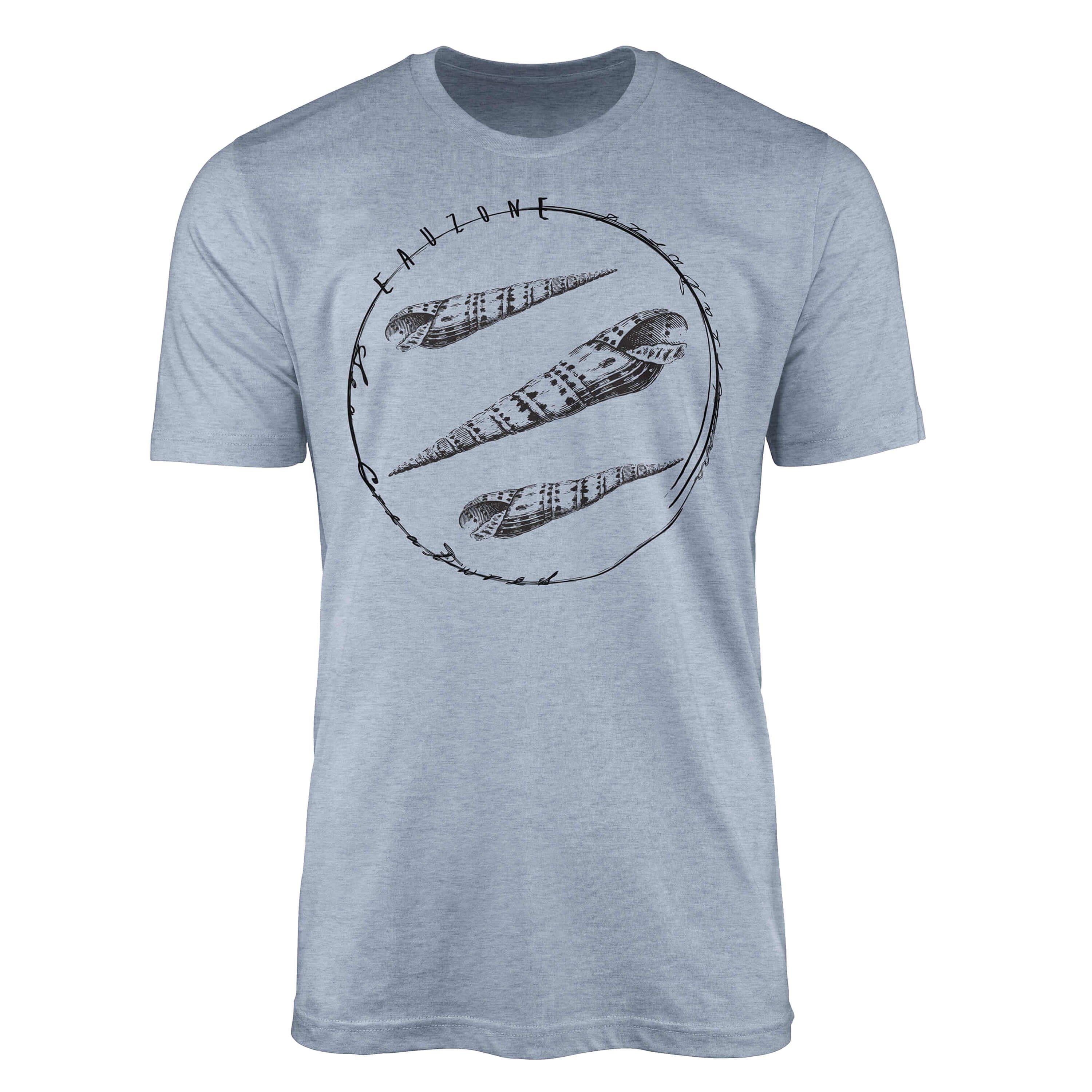 Sinus Art T-Shirt T-Shirt Tiefsee Fische - Serie: Sea Creatures, feine Struktur und sportlicher Schnitt / Sea 075 Stonewash Denim
