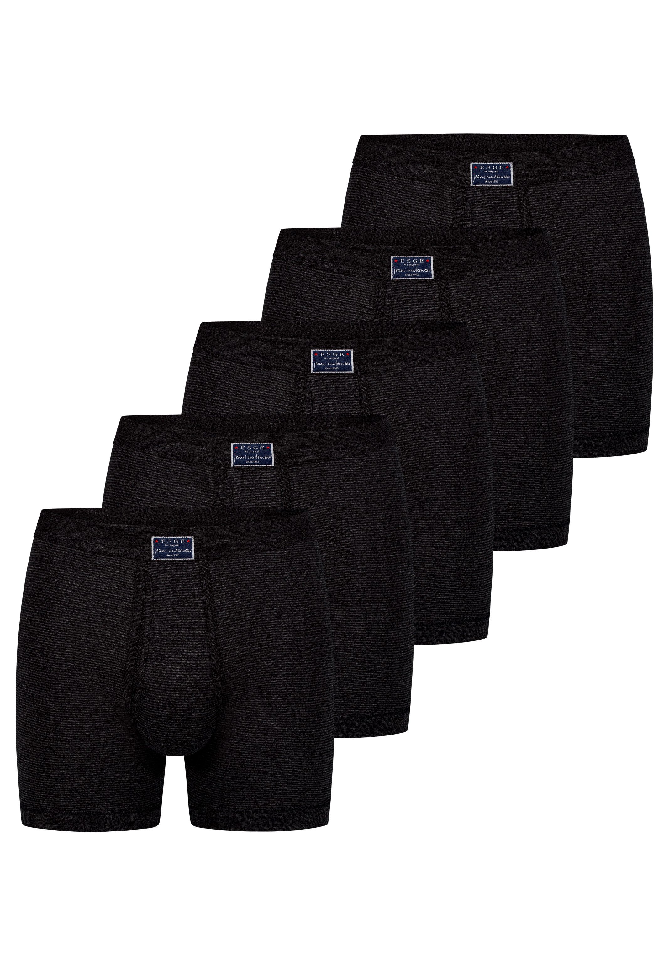 ESGE - Die Wäsche-Macher Retro Boxer 5er Pack - Feinripp Jeans (Spar-Set, 5-St) Retro Short / Pant - Baumwolle - mit Eingriff - Ohne Seitennähte