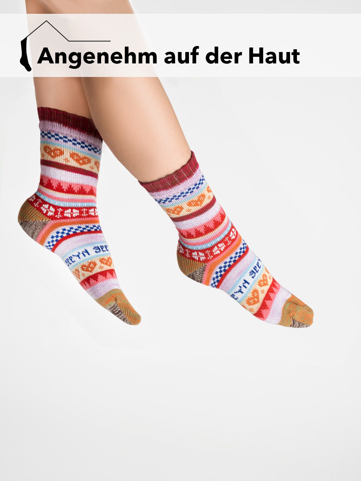 HomeOfSocks Norwegersocken 3 Paar Norweger Wollsocken, Hygge, 80% Baumwolle, (3-Paar) mit Norwegermuster, aus Baumwolle, druckarmer Gummibund – Bild 5 von 5