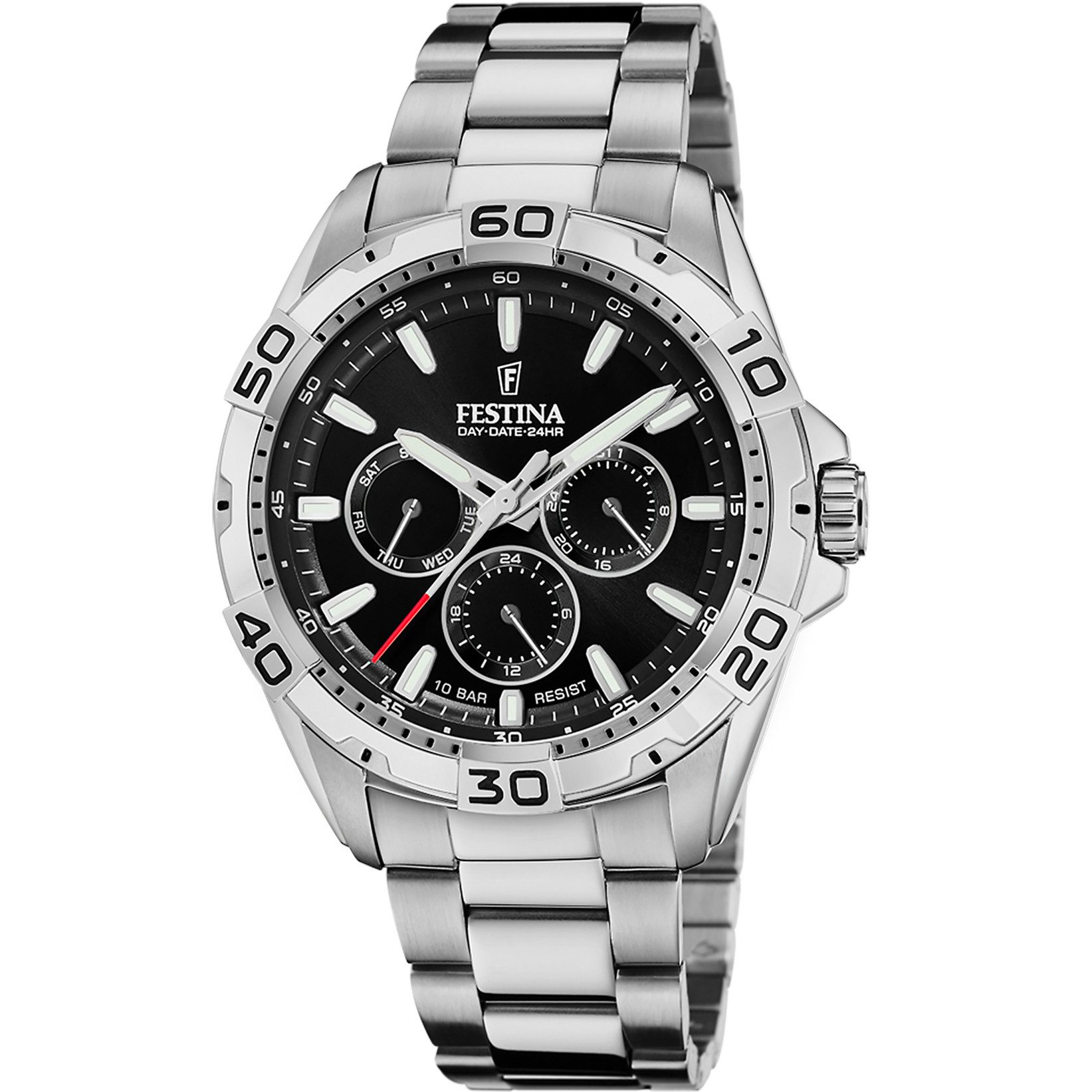 Festina Quarzuhr Herrenuhr F20623/5 – Schwarzes Zifferblatt, Edelstahlarmband, 44,7 mm F20623/5