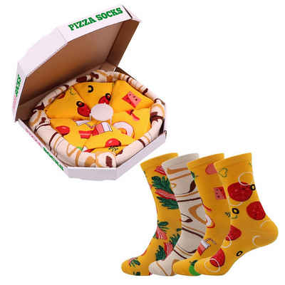 Alster Herz Freizeitsocken »Pizza Socken, Lustige Socken Damen und Herren, mit Pizzabox A0324«