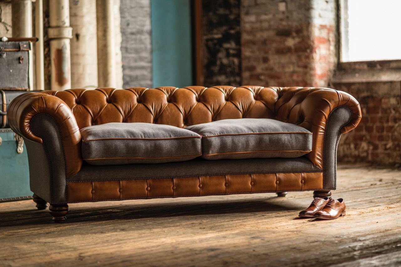 JVmoebel 3-Sitzer Chesterfield Made Design Couch Sitz in Leder, Polster Garnitur Luxus Sofa Europe