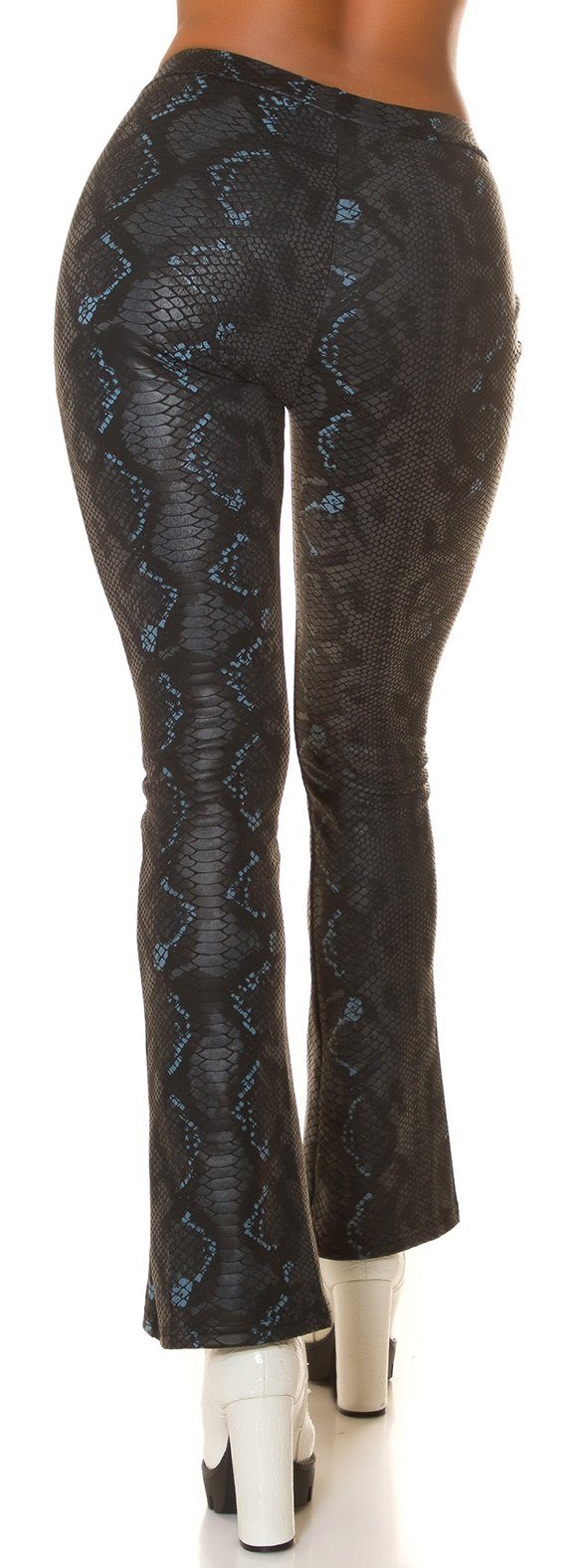 schwarz Koucla Snake-Print, Leggings Damenhose Schlaghose mit