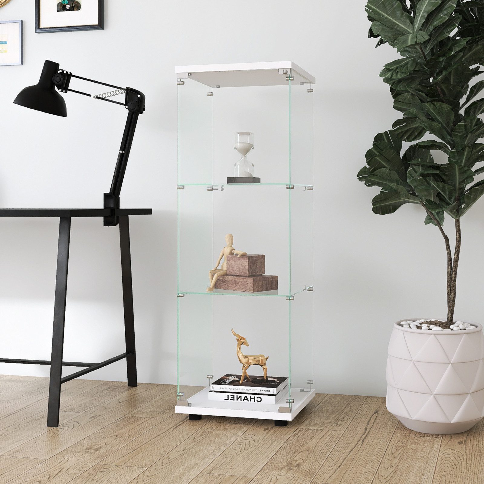 Furnishings Home Glasvitrine Vitrine Doppeltür Hoch Eckvitrine, Mit Sicherh günstig online kaufen