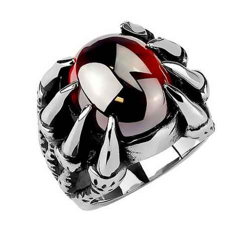 Taffstyle Fingerring Herren Ring Gothik Drachenklaue mit roten Kristall, Herren Edelstahl Massiv Breit Herrenring Männer Biker Rocker Schmuck