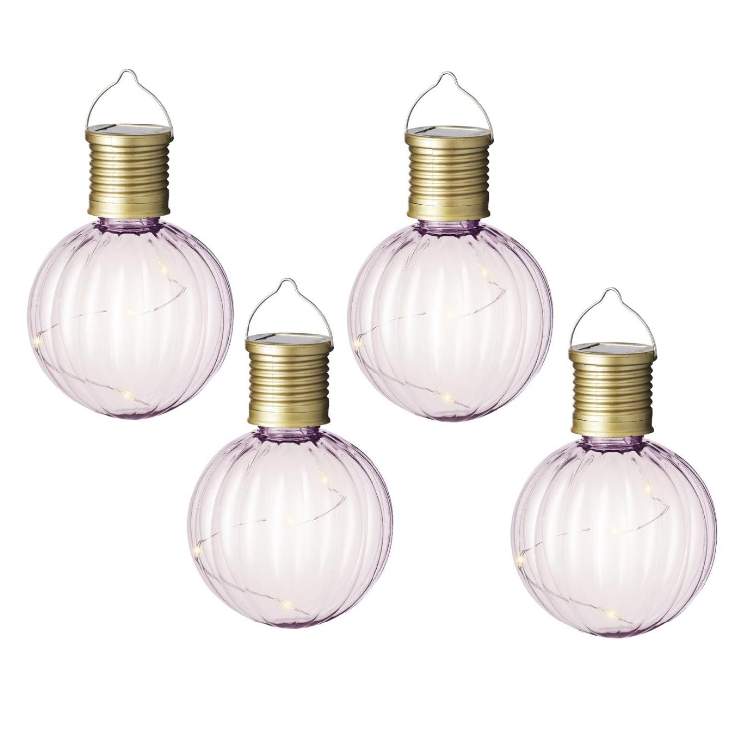 MARELIDA LED Solarleuchte LED Solar Glühbirnen Kugelleuchte für Garten Terrasse Balkon rosa 4St., LED Classic, warmweiß (2100K bis 3000K)