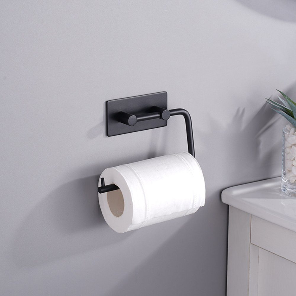 Haiaveng Toilettenpapierhalter Toilettenpapierhalter ohne Bohren Klopapierhalter Badezimmer schwarz