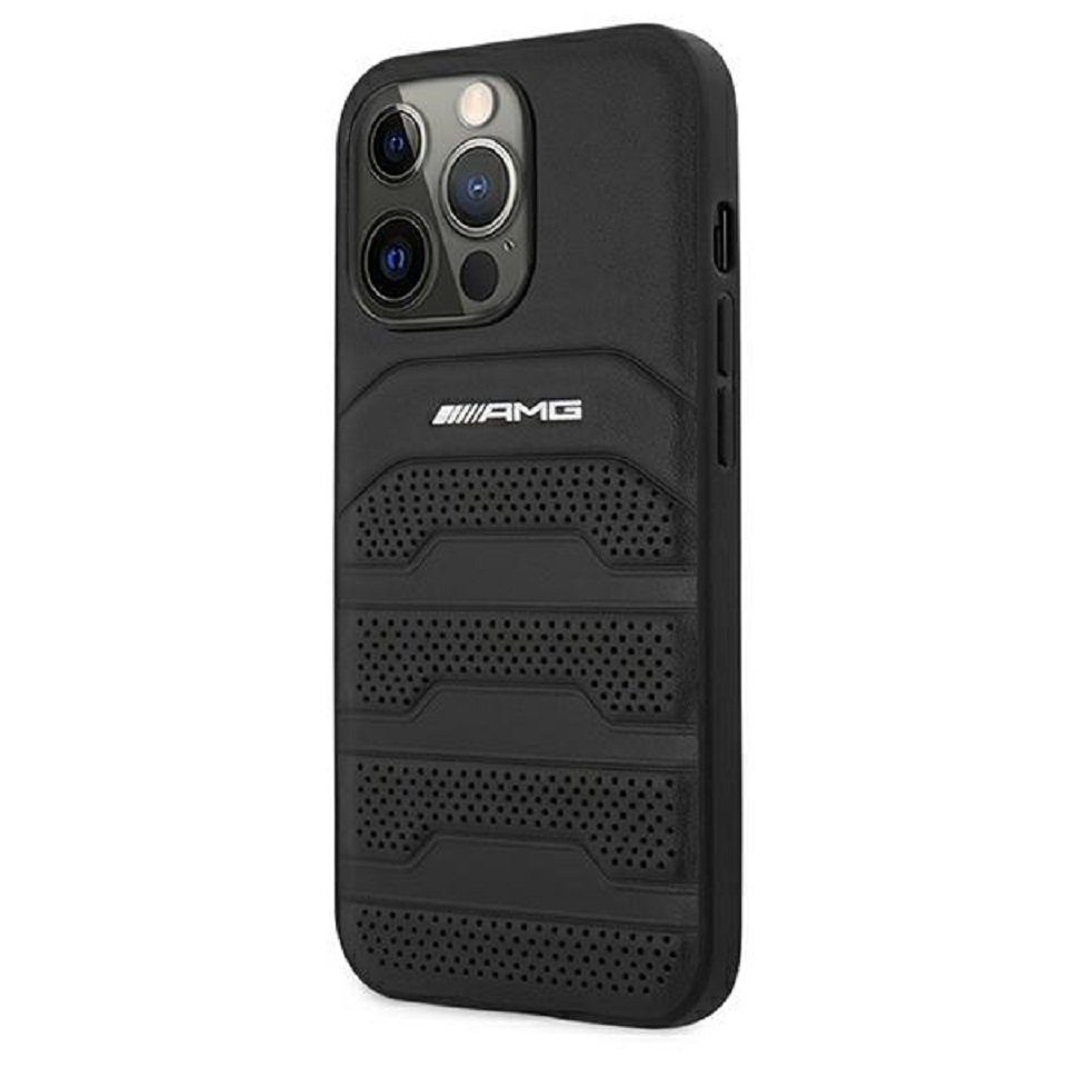 Mercedes Handyhülle AMG iPhone 13 Pro Case Hardcase Echtleder schwarz 6,1 Zoll, Kantenschutz