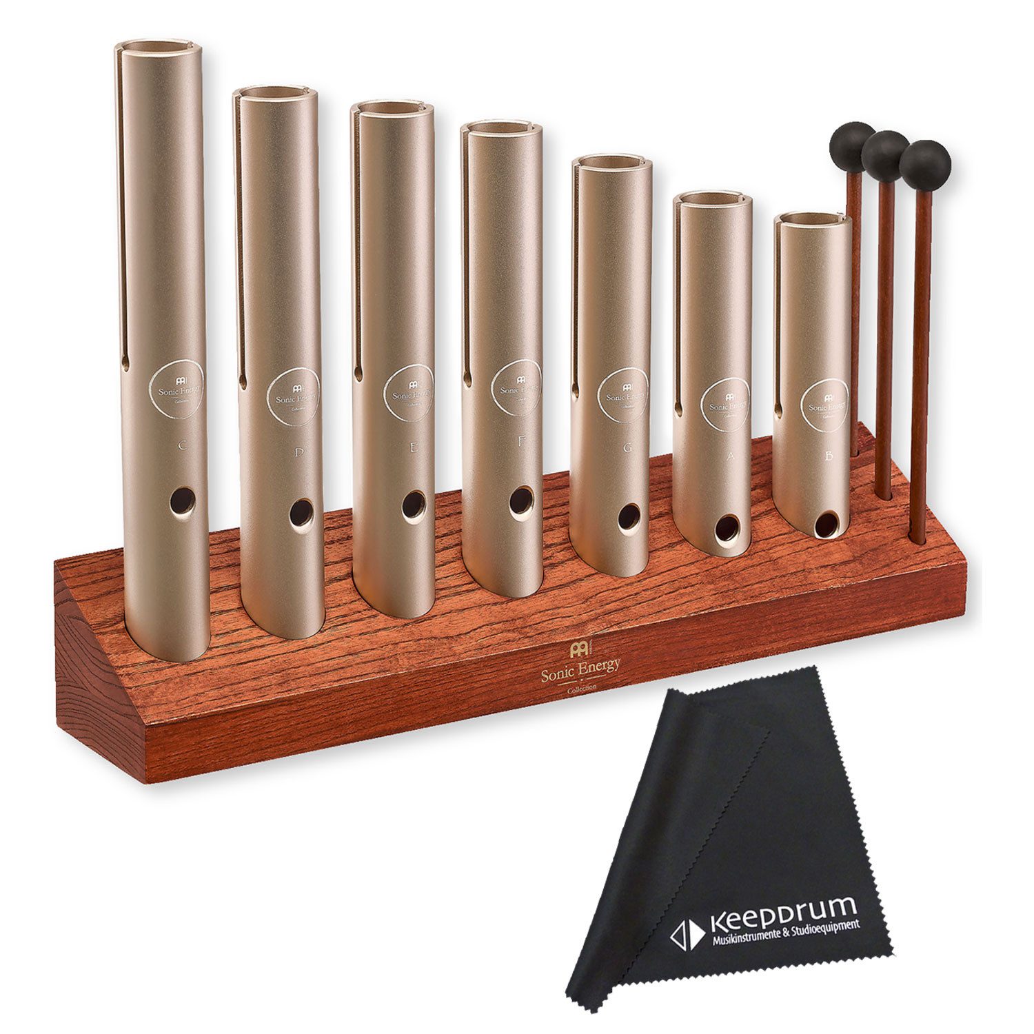 Meinl Sonic Energy Klangröhren Meinl Sonic Energy Klangröhren Wah-Wah Tube Set 7-teilig mit Tuch,Klangröhren, Vorteils-Set mit Mikrofasertuch