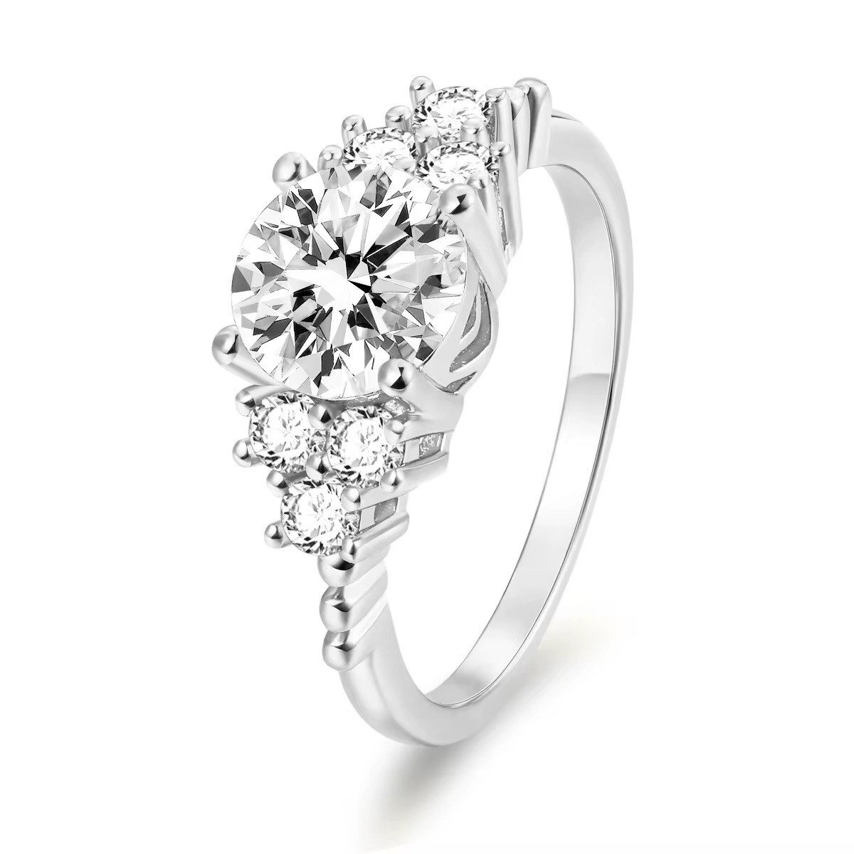 ROUGEMONT Solitärring Extravaganter Solitär Damen Ring Moissanit 925 Silber 18K Gold