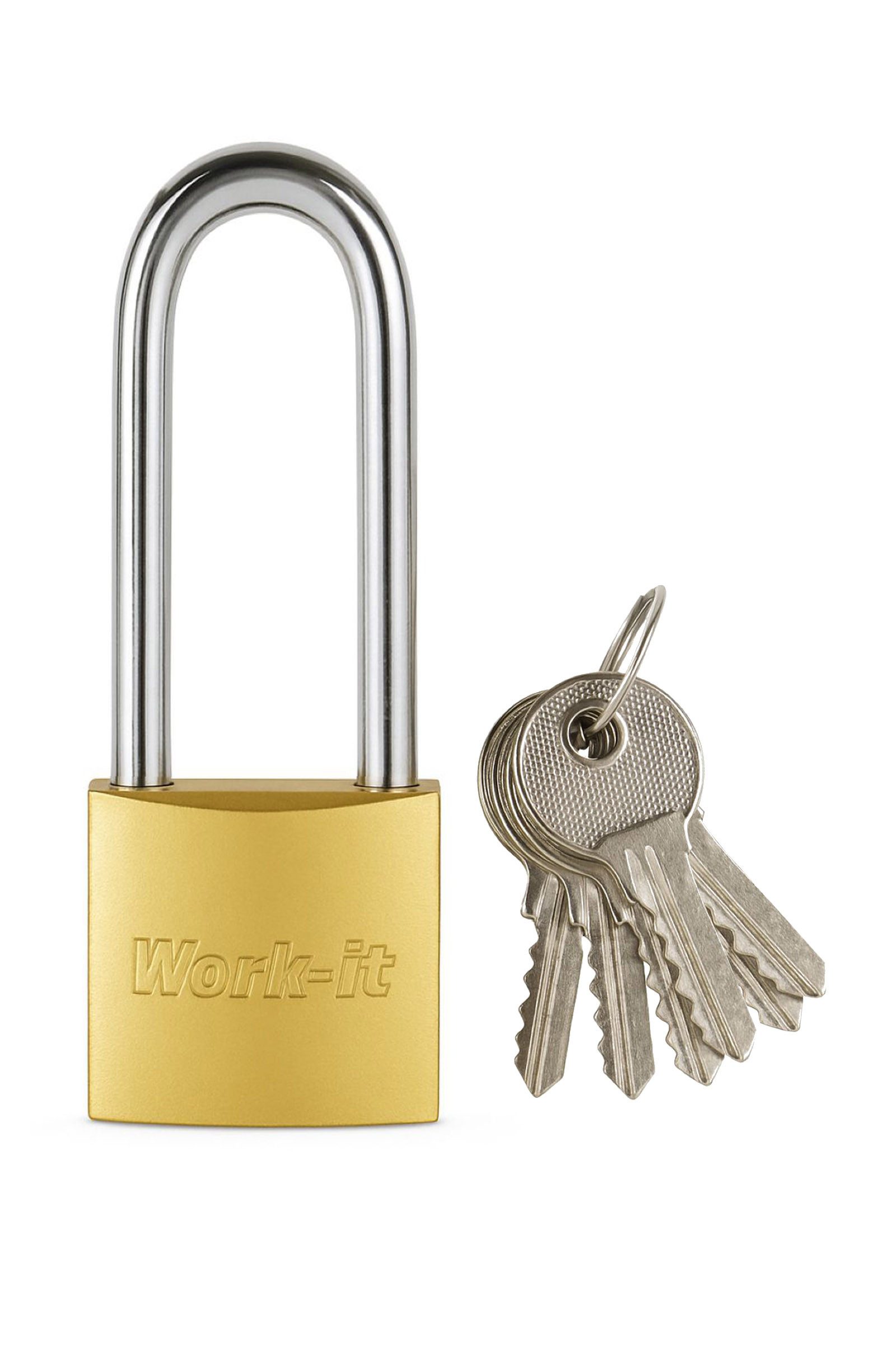 Toko Vorhängeschloss 1 Vorhängeschloss + 6 Schlüssel hoher Bügel gehärtetem Metall, (Packung, 1-tlg), 6 Schlüsseln je Schloss bietet Flexibilität
