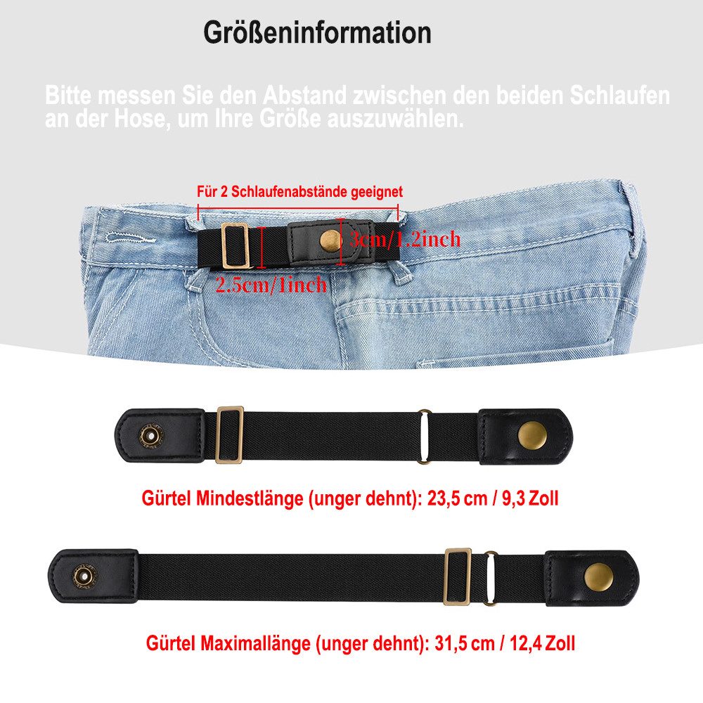Zaewry Stretchgürtel Unsichtbarer Seitengürtel ohne Schnalle für Damen und Herren elastischer Gürtel, Schmuckgürtel,für Kleid & Overall