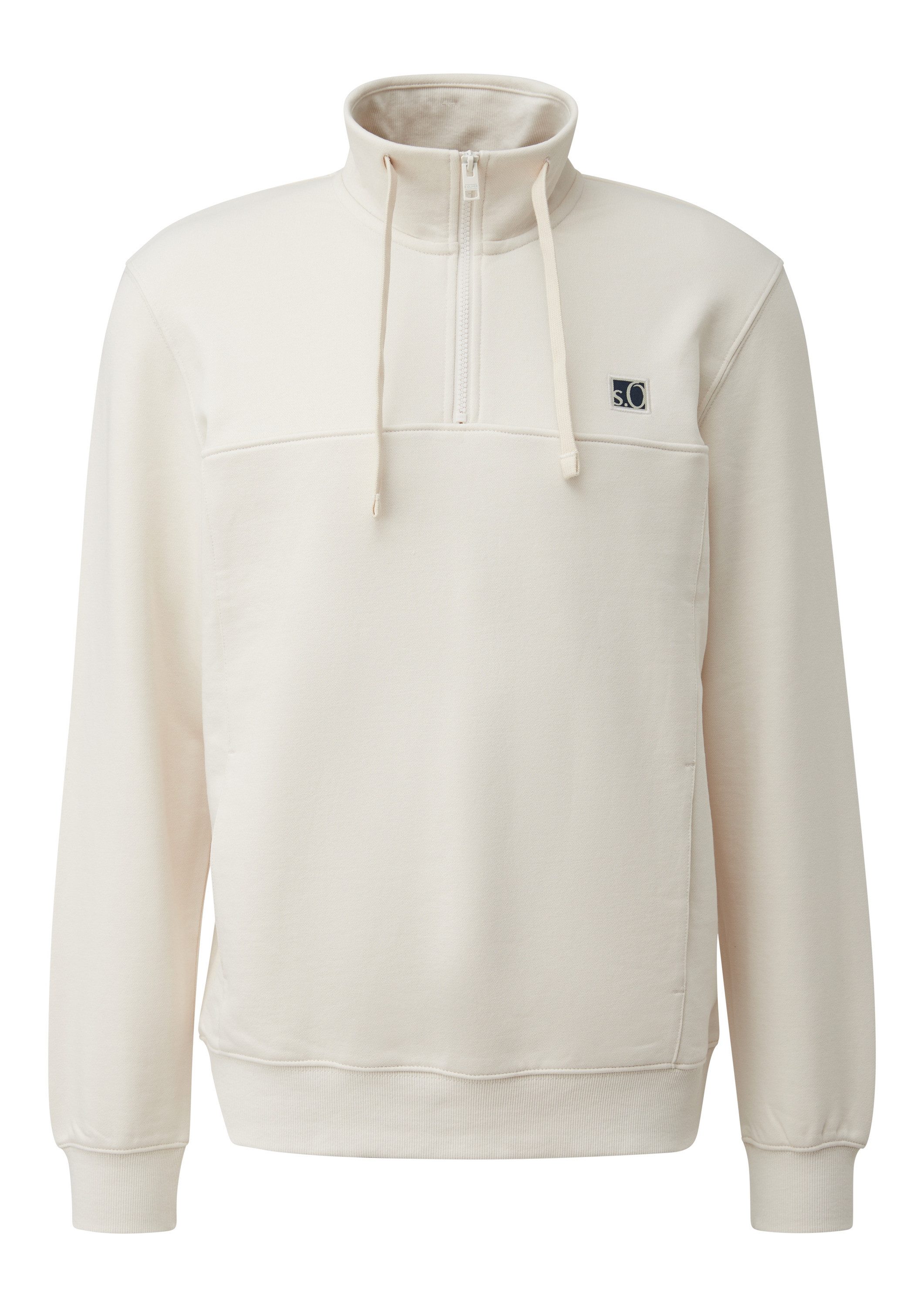 s.Oliver Sweatshirt Sweatshirt Sweatshirt mit Eingrifftaschen und Label-Patch