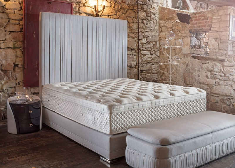 WohnenRoyal Boxspringbett Boxspringbett Plymouth - Hellgrau - 180 x 200 cm