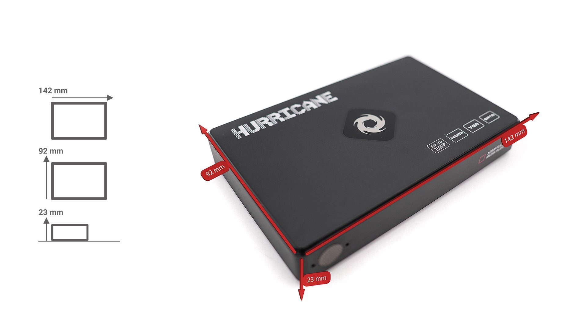 Streaming-Box Hurricane 160GB HDD Full HD (1920*1080) HDMI Media Player Aluminium M