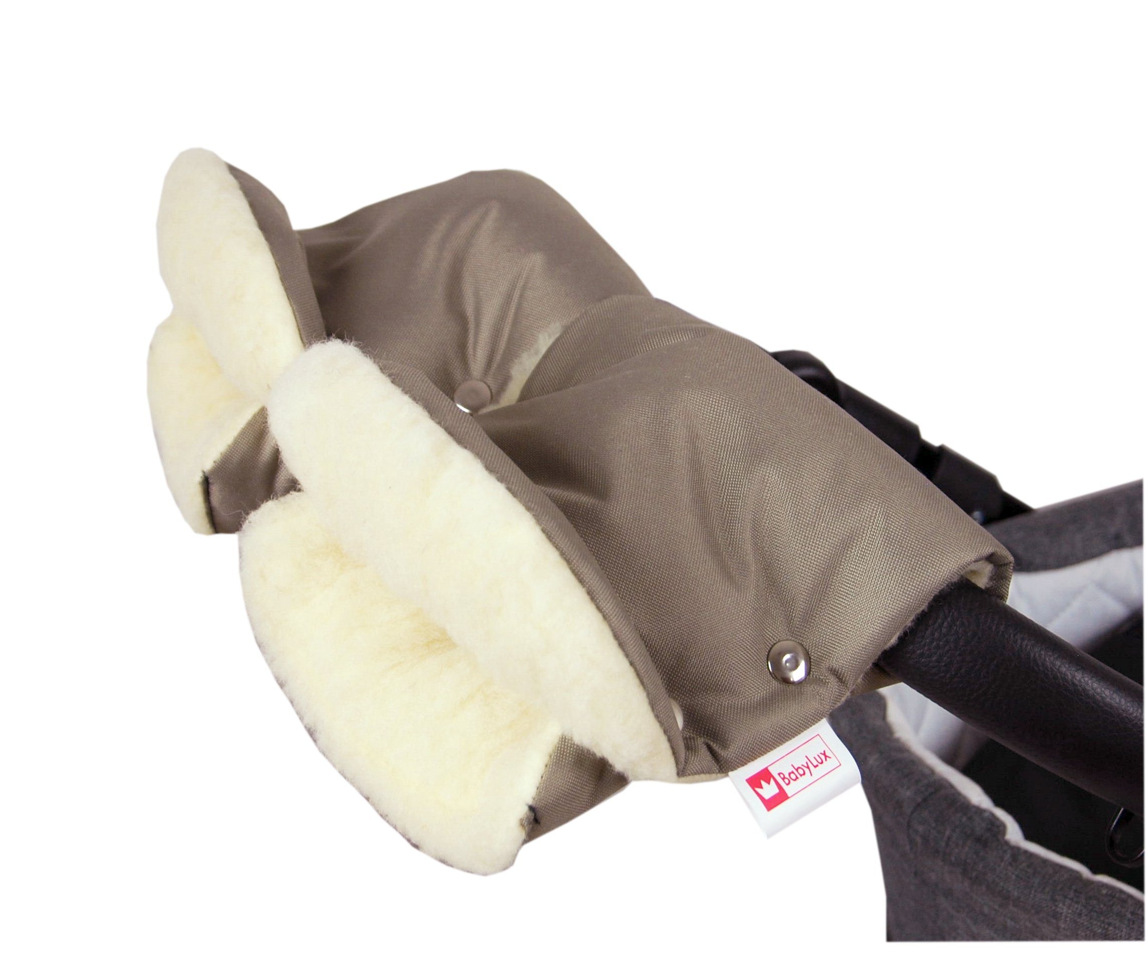 BabyLux Kinderwagen-Handwärmer BABYLUX Handmuff Handwärmer Kinderwagen Buggy Handschuh Lammwolle, 16. KHAKI