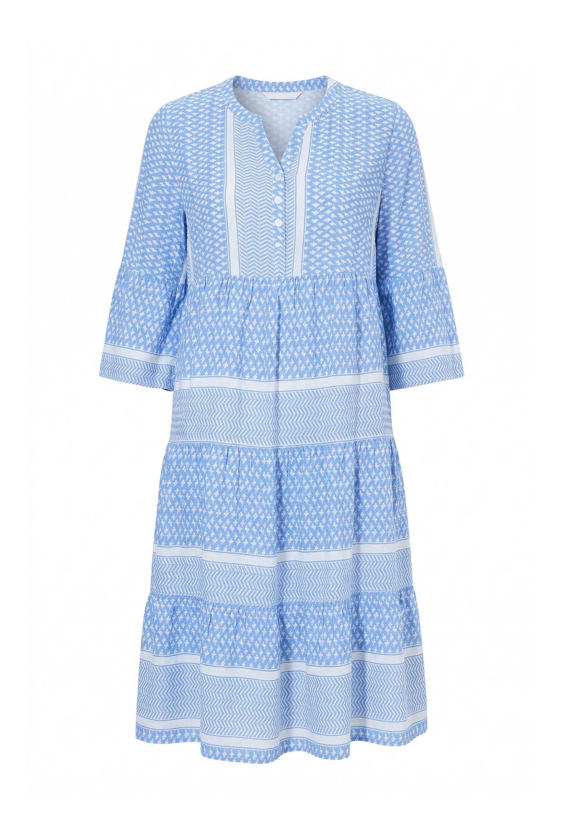Jerseykleid Kleid Viskosekrepp mit Streifenmix Volants
