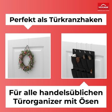 MDCASA Türhaken Türhaken bis 2,5 cm Türfalz, Zimmertüren, Innentüren mit Falz, (Set, 4 Stück), speziell für die Tür Außenseite