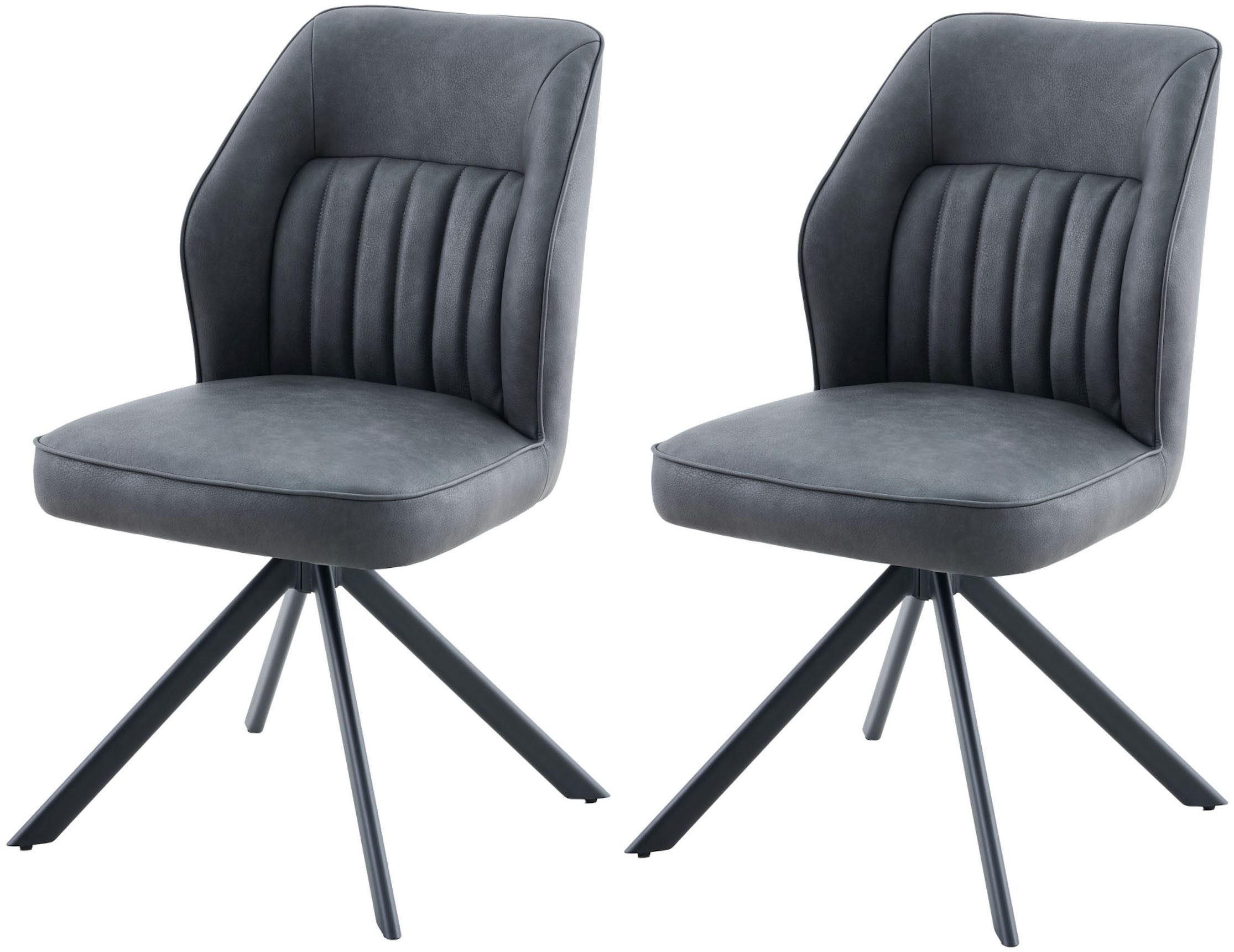 HELA 4-Fußstuhl PRIZZI (Set, 2 St), 4-Fuß, 360° drehbar, Gestell oval, gepolstert, Lederoptik