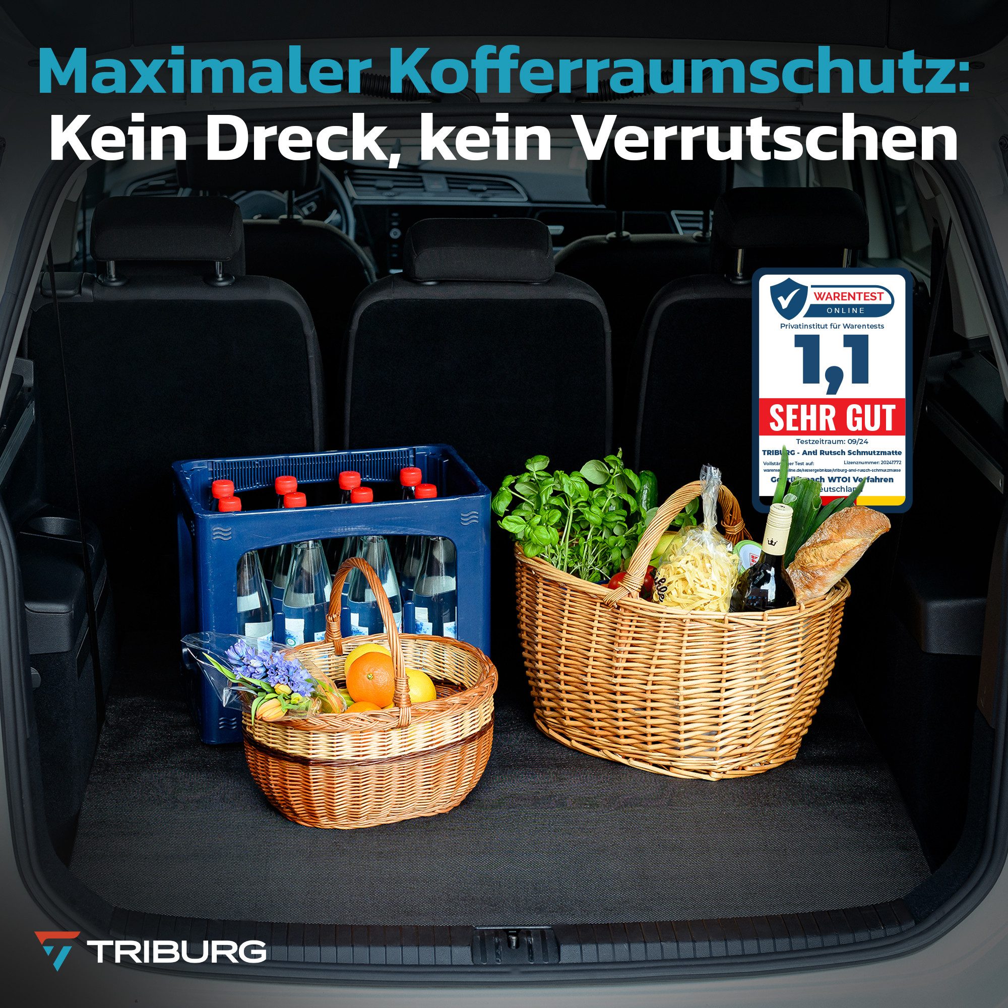 TRIBURG Kofferraummatte TRIBURG Universal Antirutsch Schmutzmatte I Wasserdicht & Zuschneidbar, Antirutschmatte Auto - Antirutschmatte Schubladen – Bild 2 von 5