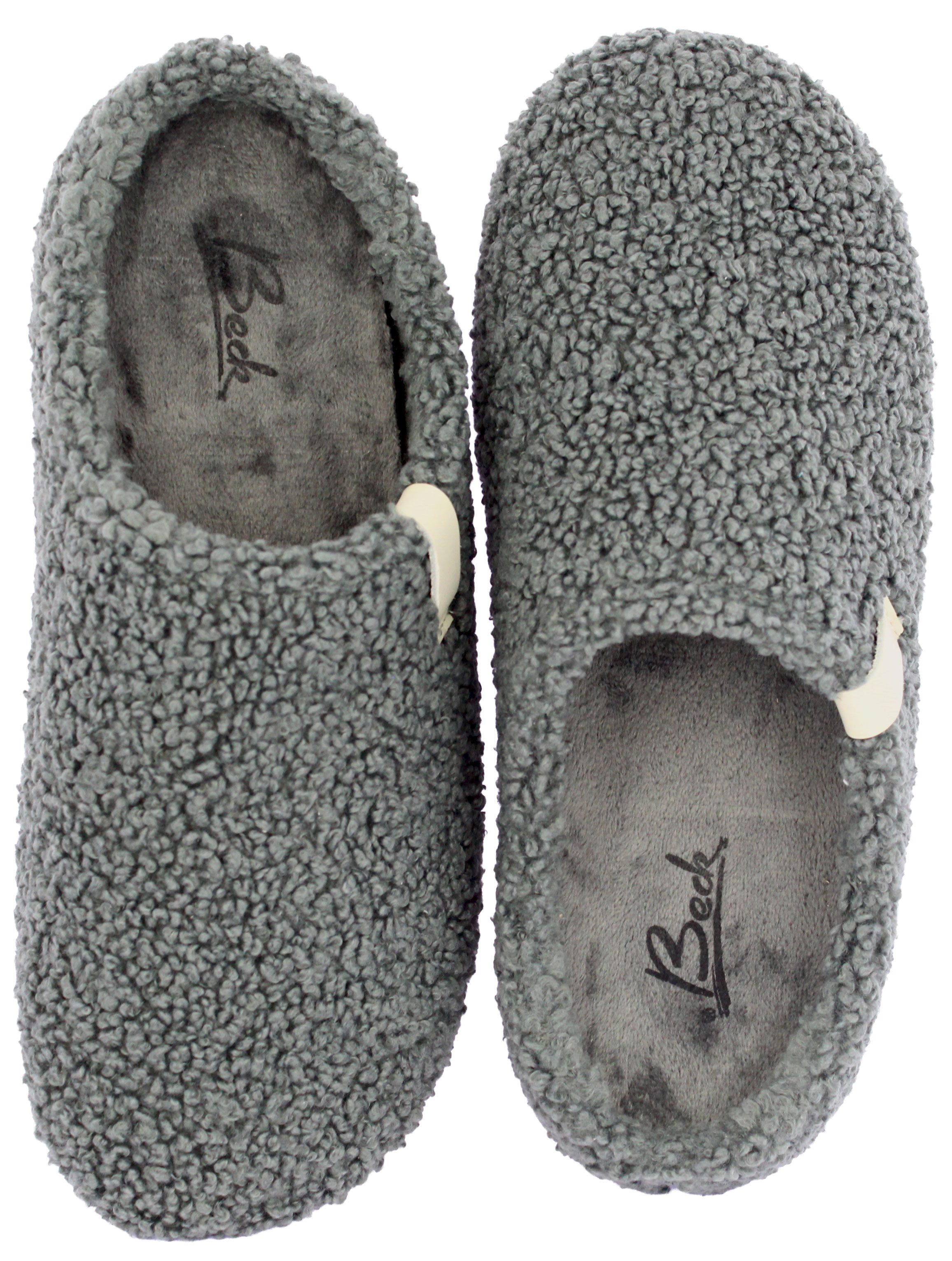 Beck Damen Pantoffel Jule im Teddy-Look Hausschuh zum Schlupfen