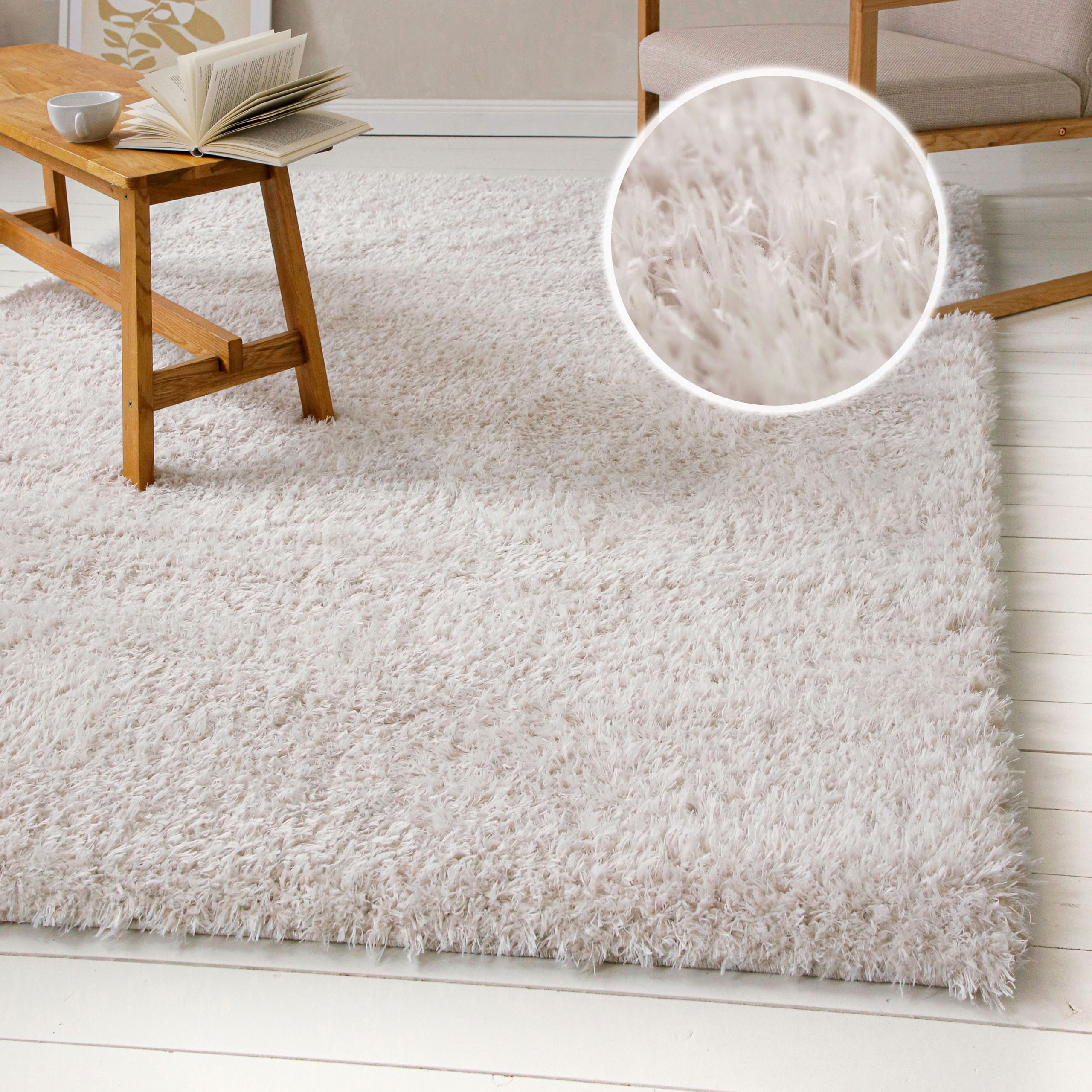 OTTO home Hochflor-Teppich Josetta, auch als Läufer erhältlich, rechteckig, Höhe: 50 mm, Langflor, Shaggy, dichter weicher Hochflor, uni farben, Wohnzimmer