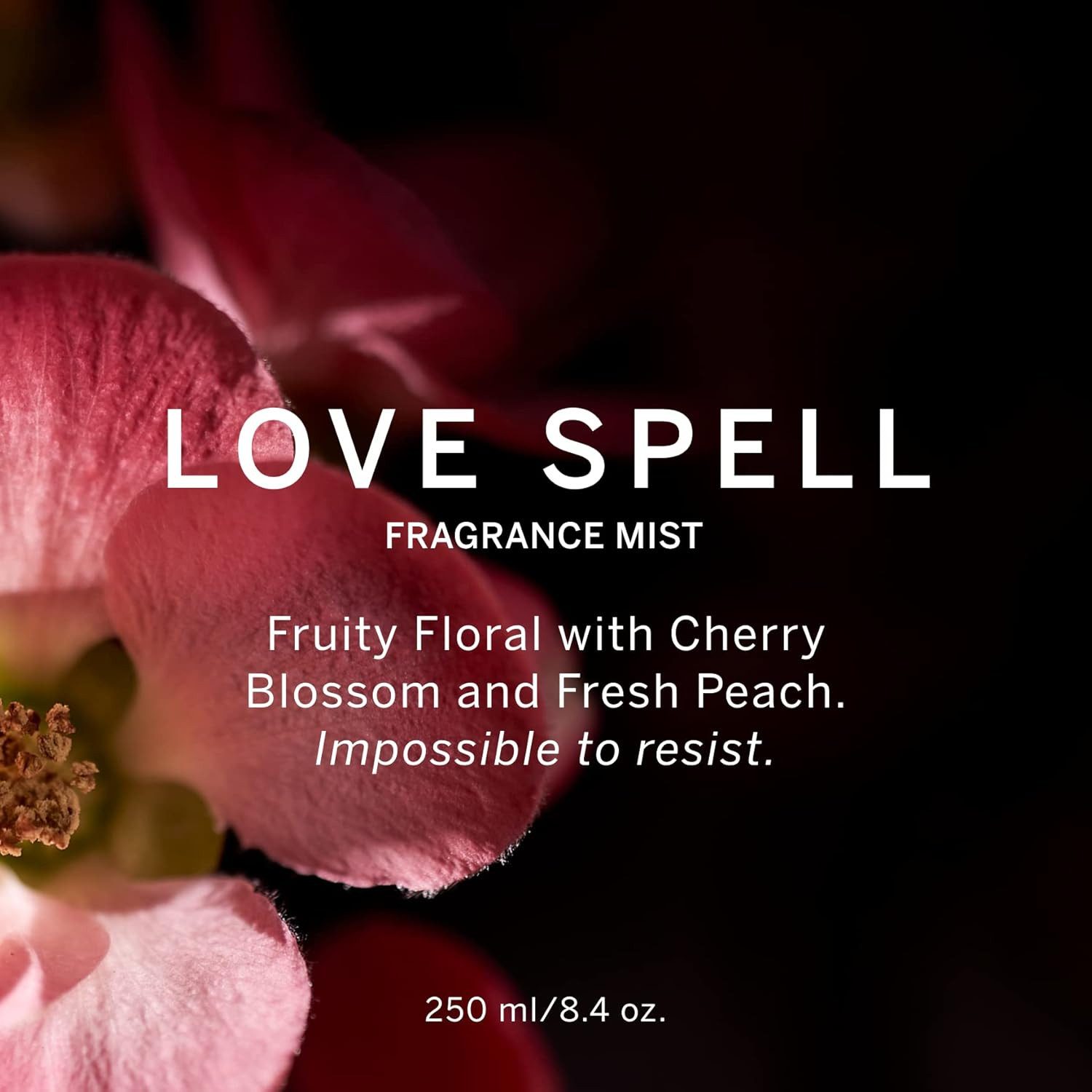 Victorias Secret Körperspray Love Spell Fragrance Mist – Blumig-fruchtiger Duft mit Pfirsich &, Kirschblüte – 250 ml Körperspray – Verführerische Frische für Alltag