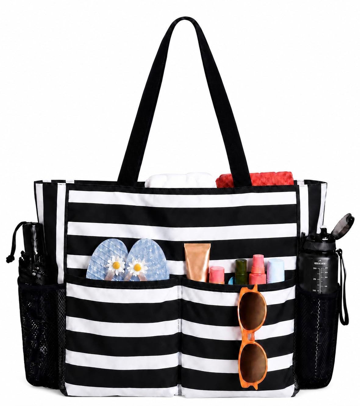 Zaewry Strandtasche Damen mit Reißverschluss, Große Strandtasche xxl Familie, Badetasche, Damen Wasserdicht, Beach Tote Bag für Reisen Pool