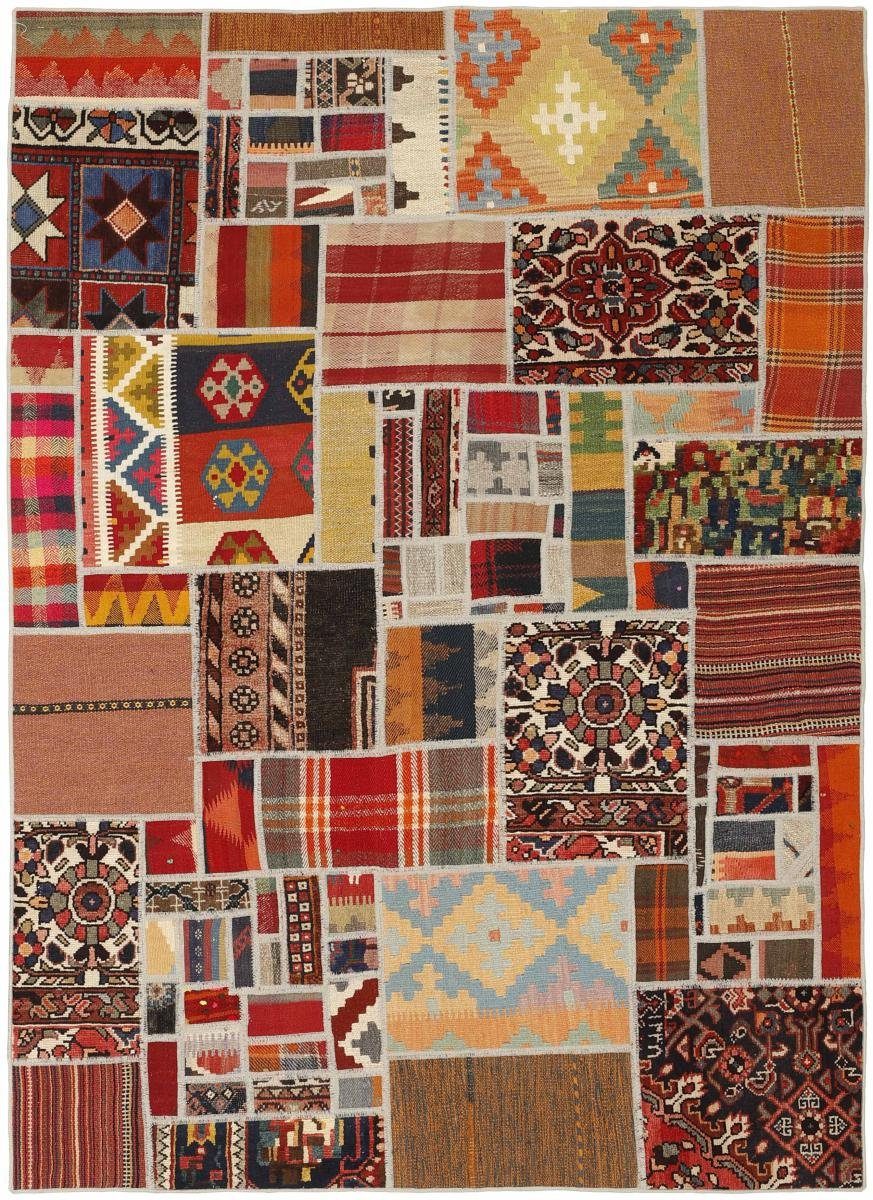 Orientteppich Kelim rechteckig, 4 Patchwork Perserteppich, Handgewebter 141x201 Orientteppich Höhe: Trading, Nain mm 