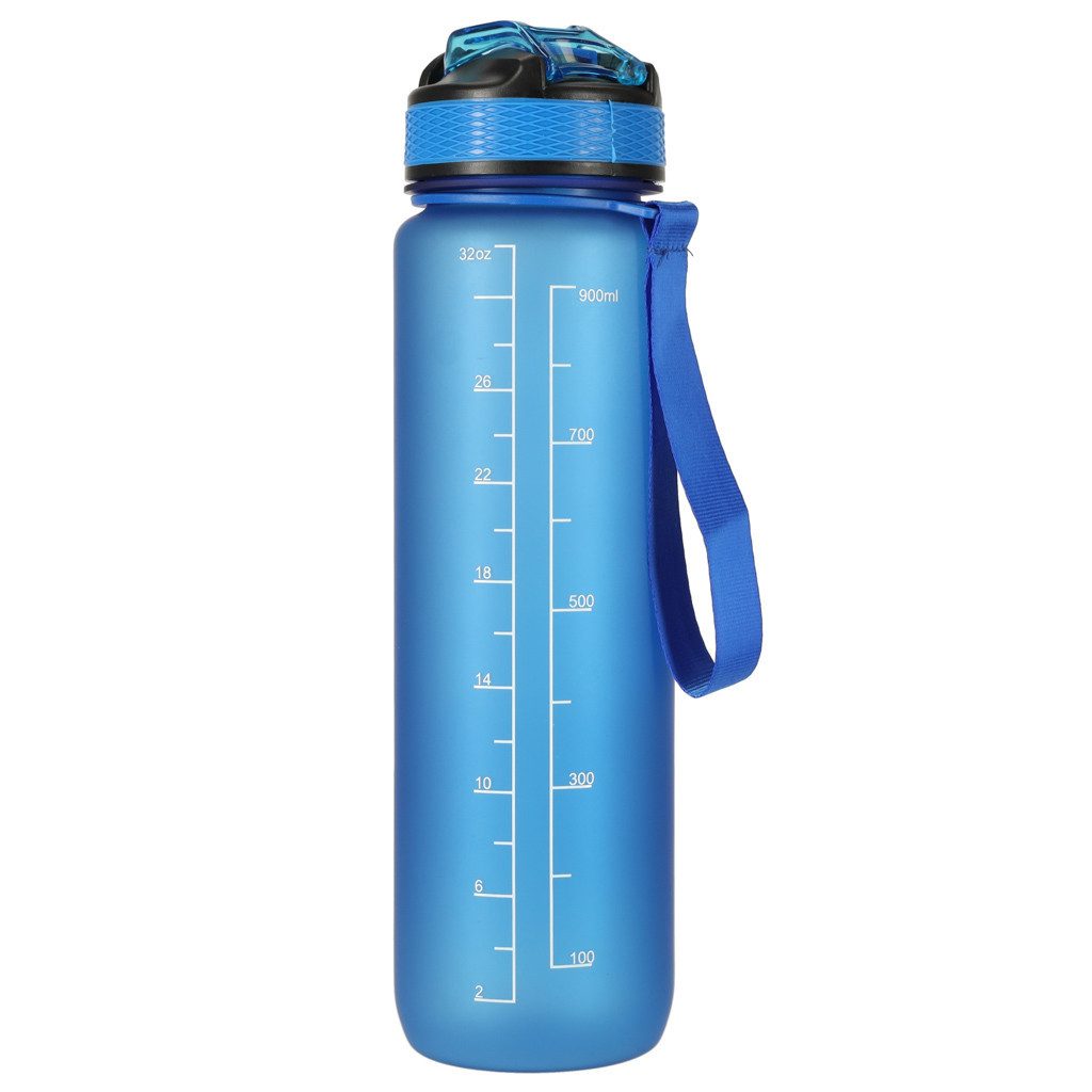 Ikonka Trinkflasche Motivations-Wasserflasche 1L – Tritan, BPA-frei, mit Strohhalm, Motivations-Wasserflasche mit Strohhalm und Messskala, 1L