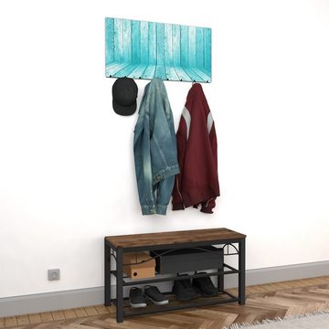 Primedeco Garderobenpaneel Magnetwand und Memoboard aus Glas Türkise Holzwand