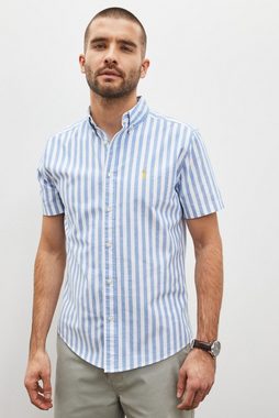 Next Kurzarmhemd Kurzärmeliges Oxford-Hemd mit Streifen (1-tlg)