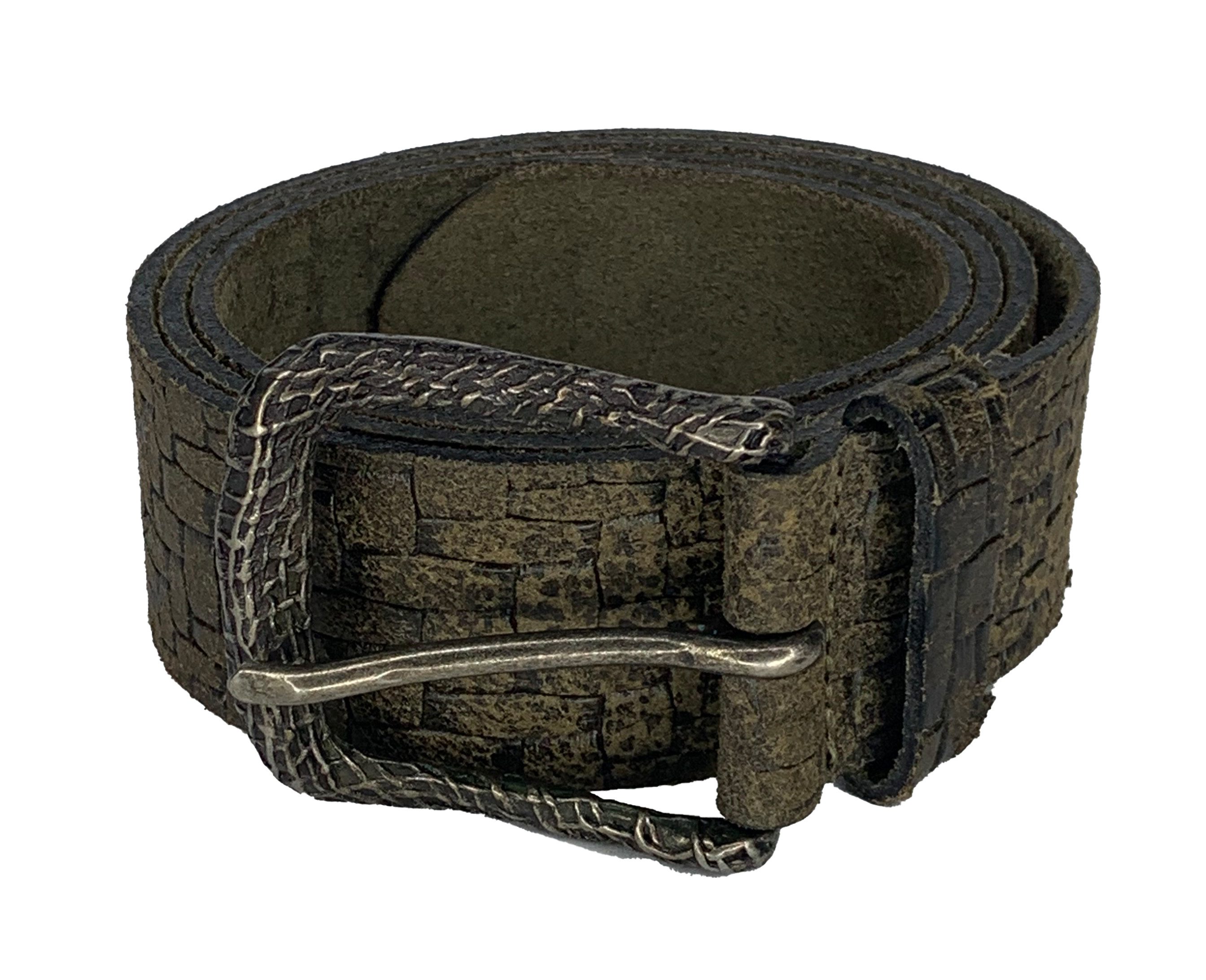 Vanzetti Ledergürtel Prägung in antikem Silber